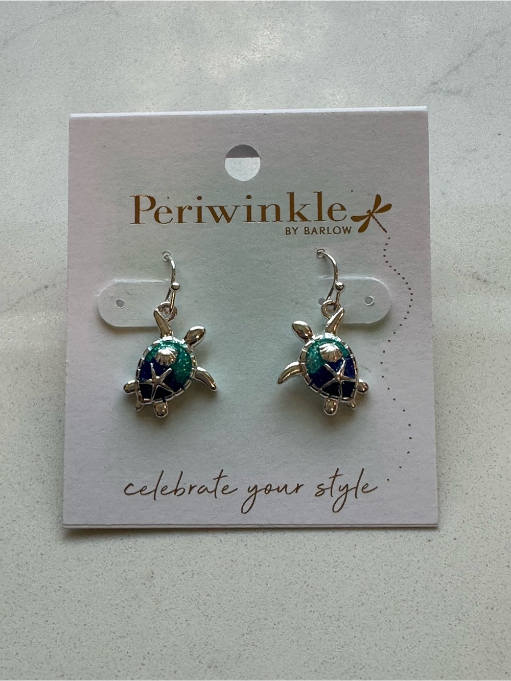 Periwinkle by Barlow Green & Blue Turtle Drop Earrings NET
